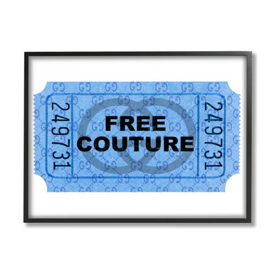 «Free Couture», billet bleu encadré sur bois par Lil 'Rue, impression