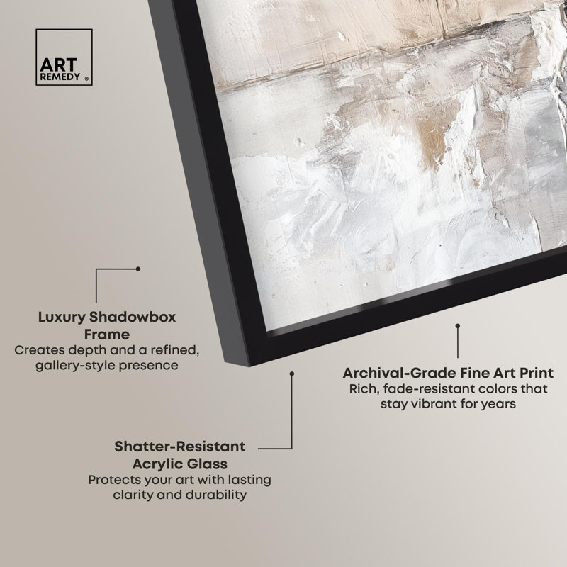 «Grainy Wall Echoes II Shadowbox», art abstrait par Art Remedy, H 17 po x l 21 po, Noir