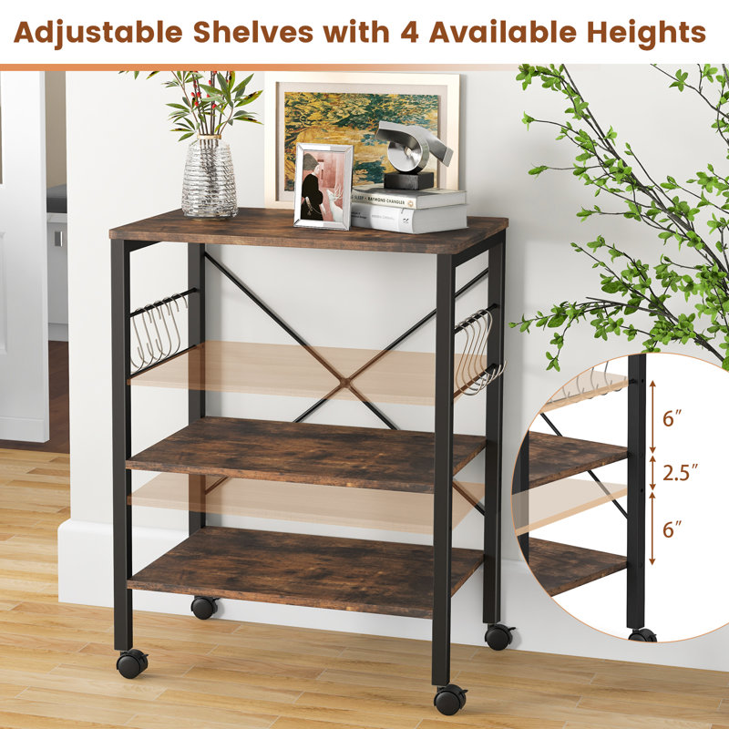 23'' Standard Baker's Rack with Microwave Compatibility, Rustic Brown/Black