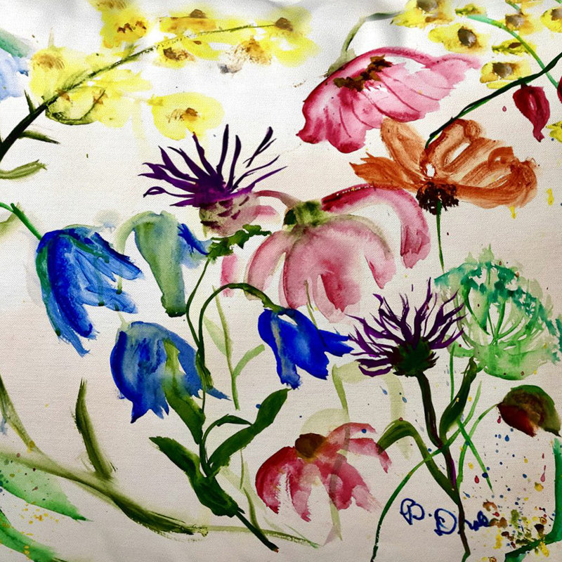 Floral Outdoor Throw Pillow, 11"H x 14"W