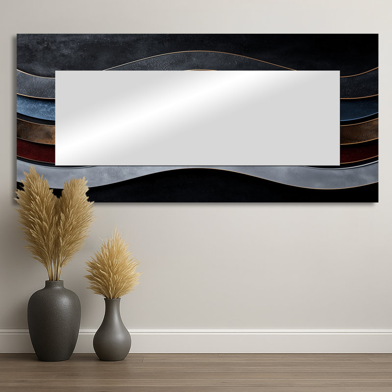 Abstract Fractal Whispers Of Dark Color  - Modern Accent Wall Mirror - Printed On Metal, 28" x 60"