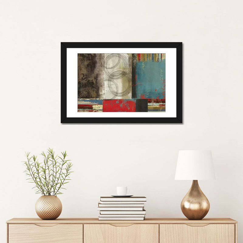 «Spheres and Stripes», impression sur toile, H 24 po x l 32 po x P 1 po, Papier d'art encadré noir, Blanc
