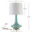 24.25” Modern Vintage Green Glass Table Lamp With Oatmeal Linen Shade-231228534