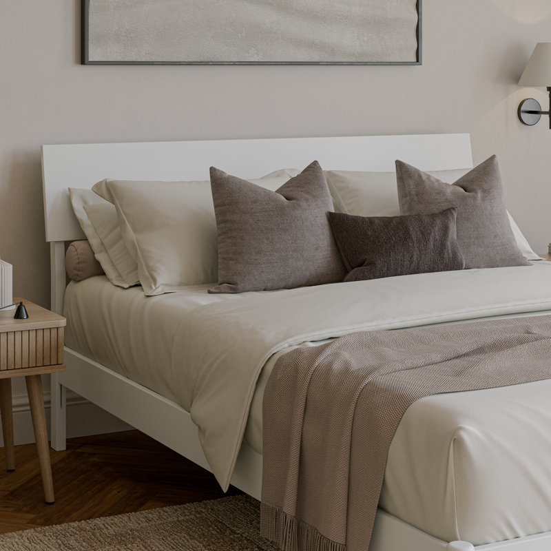 Lit plateforme avec tête de lit ajustable Bradford, White, Queen