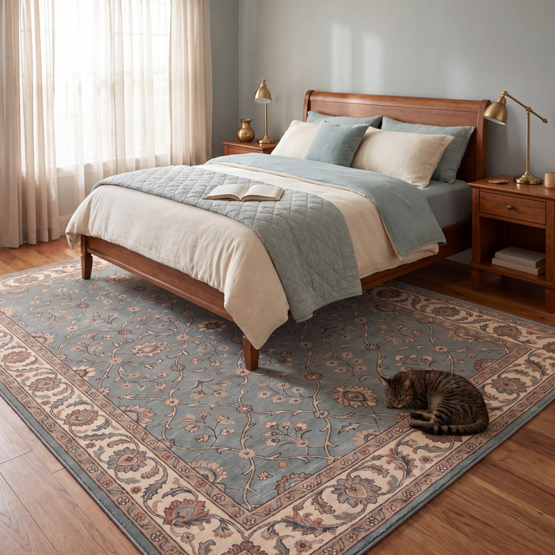 Tapis traditionnel à motif floral intégral en phlogopite, couleur turquoise, crème, orange et gris, antidérapant, à poils courts, pour l'intérieur et l'extérieur, adapté aux animaux domestiques, idéal pour le salon, la chambre, la salle à manger, l'entrée, le corridor, le bureau, la cuisine, les zones de passage intensif, facile à nettoyer, imprimé, bords doux et lavable.