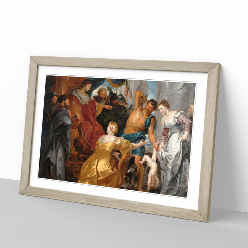 The First Book of Kings in the Bible by Peter Paul Rubens - Picture Frame Painting, 48cm H x 65cm W x 2cm D, Oak
