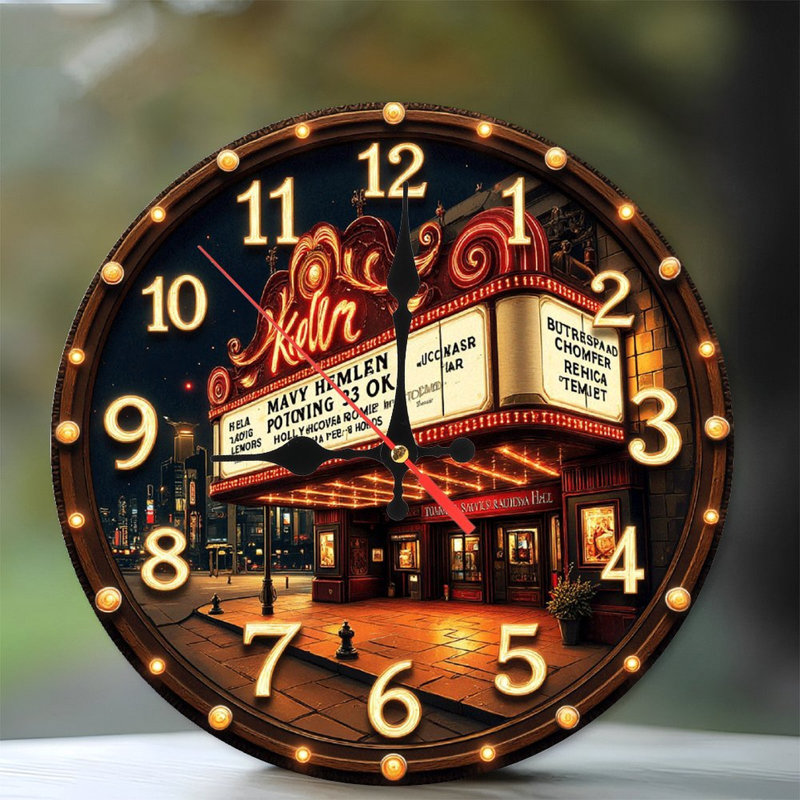 Décoration murale rétro horloge de paysage urbain