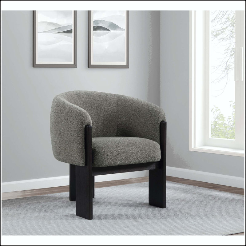 Upholstered Barrel Back Accent Chair with Three-Legged Design