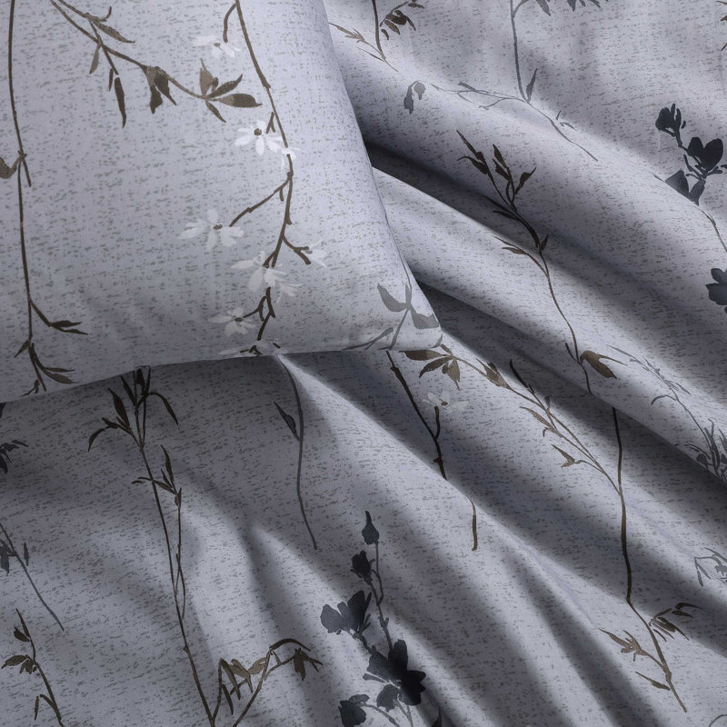 Calvin Klein Wildflower Cotton Duvet Cover Set, Purple, Queen Duvet Cover + 2 Standard Pillow Shams