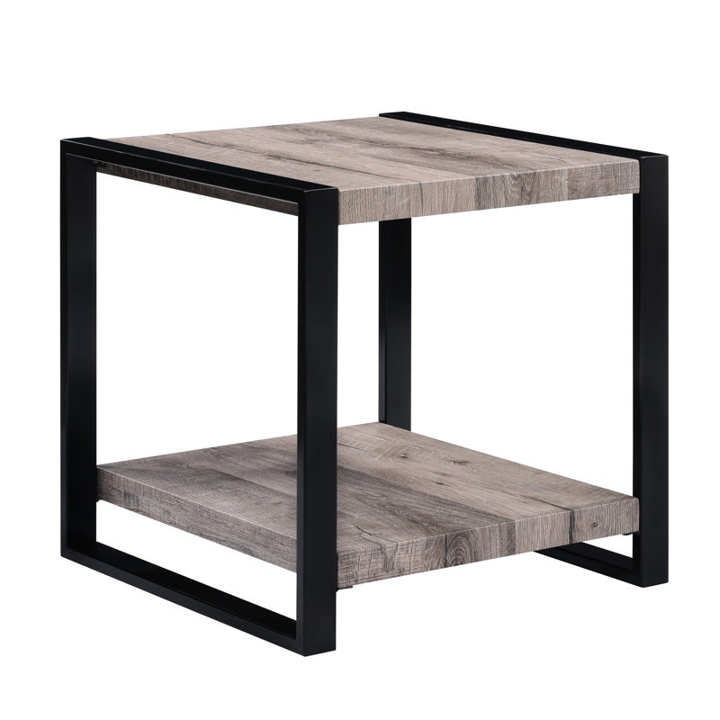 Table de bout rustique avec rangement au fini gris pour la maison
