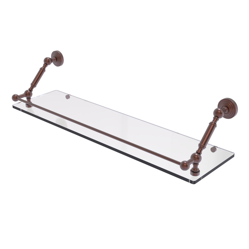 Tablette flottante avec barre de galerie hertzler, Cuivre antique, H 7,3 po x l 30 po x P 8,6 po
