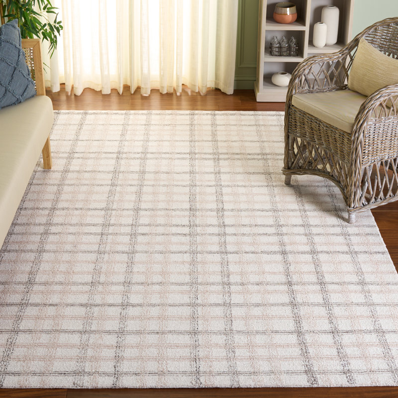 Tapis beige / ivoire touffeté à la main Ilaya, Rectangulaire 8 pi x 10 pi