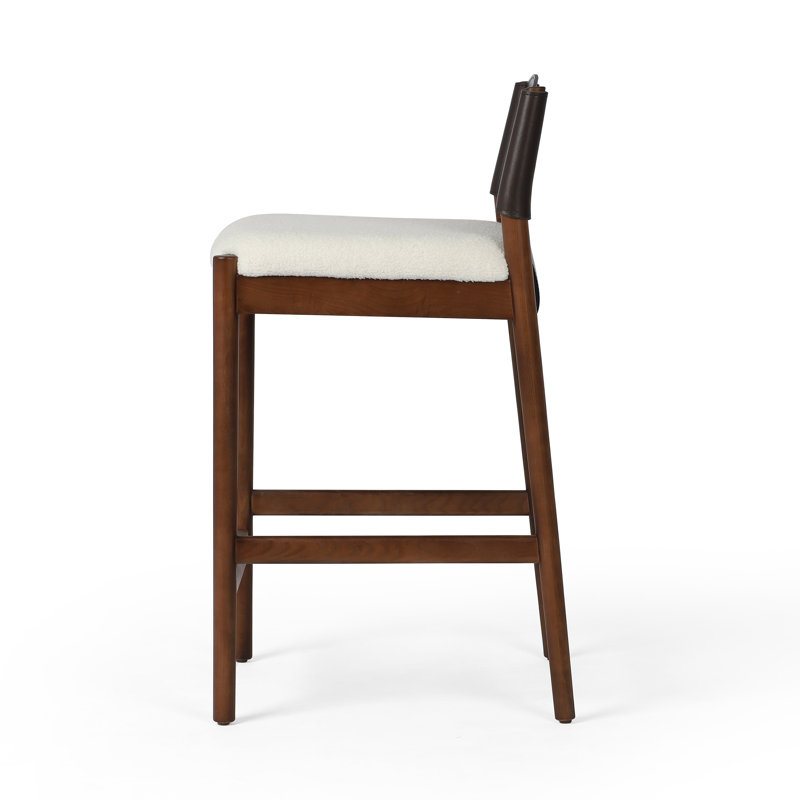Lulu Upholstered Stool with Solid Wood Frame, Counter Stool (26” Seat Height), Umber