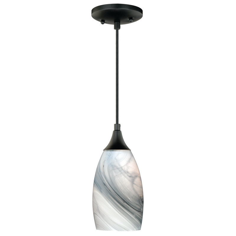 Luminaire suspendu en forme de goutte à 1 lumière Finja, Bronze huilé, Tourbillon marbré