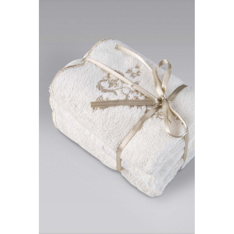 Serviette de bain 100% coton Peasely, Écru, Bath Towel - 3 pack