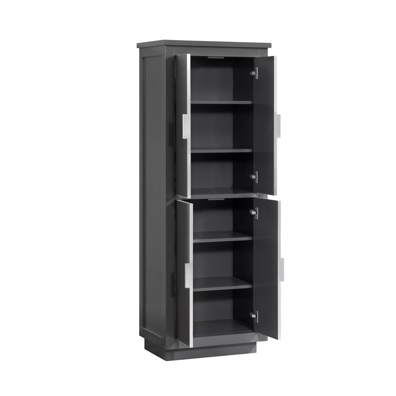 Allie Linen Cabinet, Gray with Brushed Silver Hardware