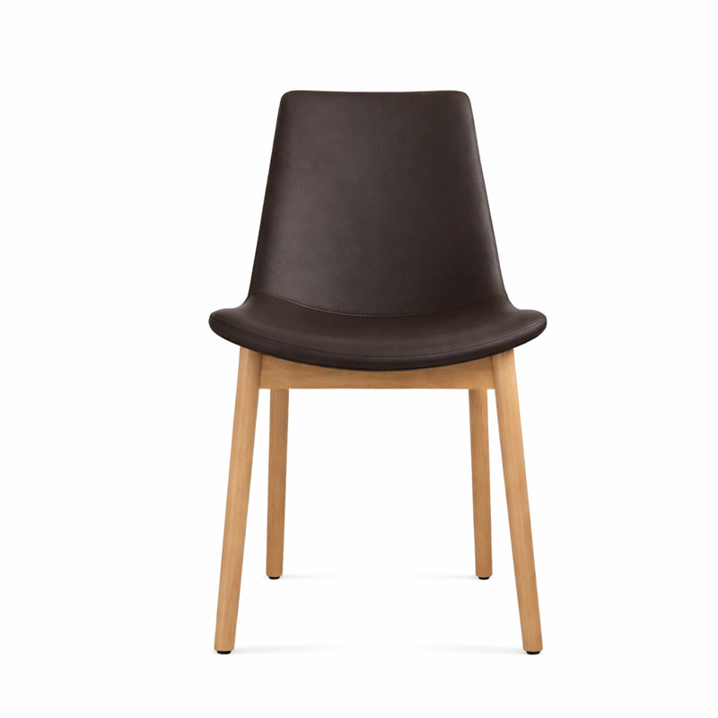 Chaise de salle à manger en bois Eiffel, Similicuir brun, Naturel