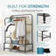Clothes Rail With Double Hanging & Shelves Black Metal Garment Rack Heavy Duty