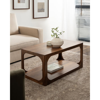 Table basse en bois de manguier massif Dahl avec espace négatif pour la décoration de table de salon