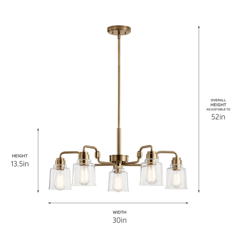 Aivian 3 - Light Geometric Chandelier, Weathered Brass, 5