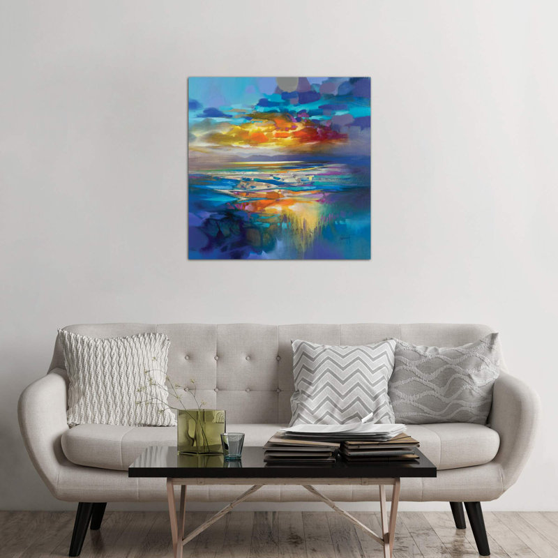 Liquid Cyan by Scott Naismith - Wrapped Canvas Painting, 93.98 cm H x 93.98 cm W x 3.175 cm D