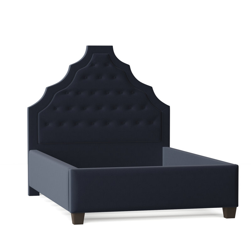 Lexi Upholstered Bed, California King, Bella Black Performance Velvet, Brown Mahogany