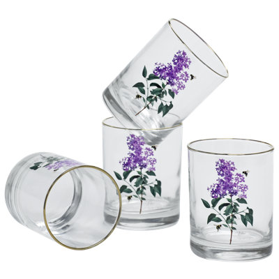 East Urban Home 14-Ounce 22k Gold Rim DOF Double Old Fashioned Glass (Set of 4) - Lilac Bee -  950D4E468B5146339DFE4B0EDC3FA52E