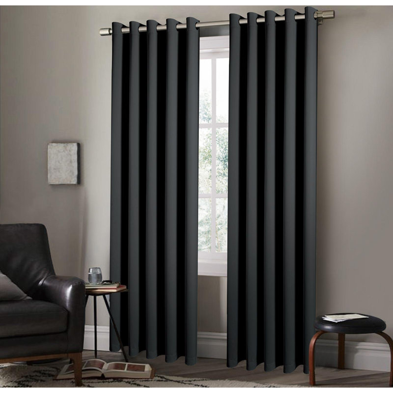 Folkhard Blackout Curtain Pair, Width 229 x Drop 229 cm, Black