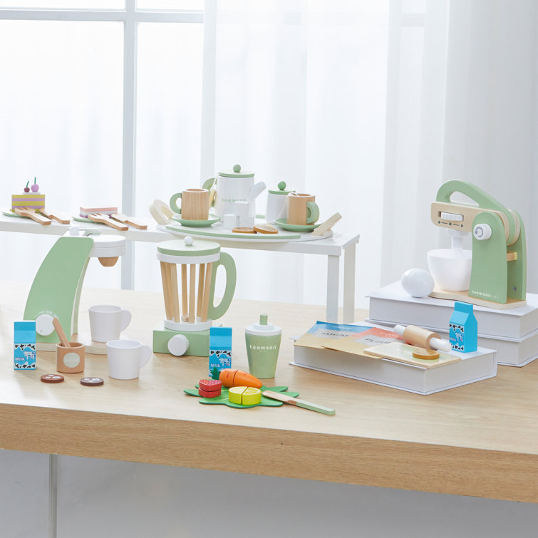 Teamson Kids Wooden Mixer Play Kitchen Toy Accessories Green 10 Pcs  Tk-w00007 : Target