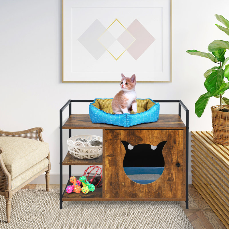Cushing Wood Enclosed Litter Box Enclosure, Brown