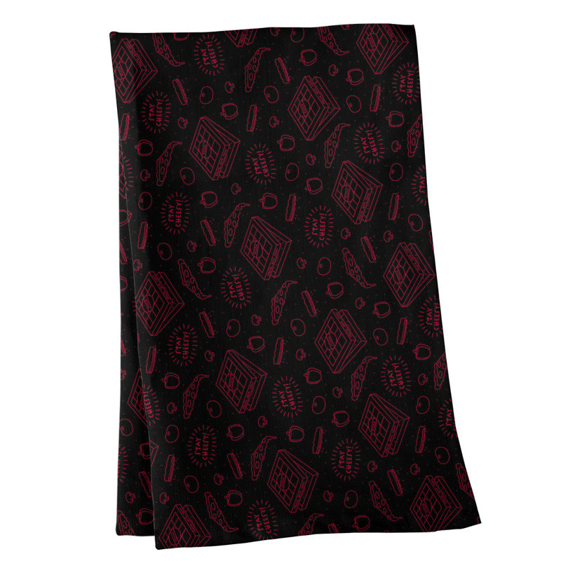 Torchon à motif de pizza classique, Croisé en coton, Rouge