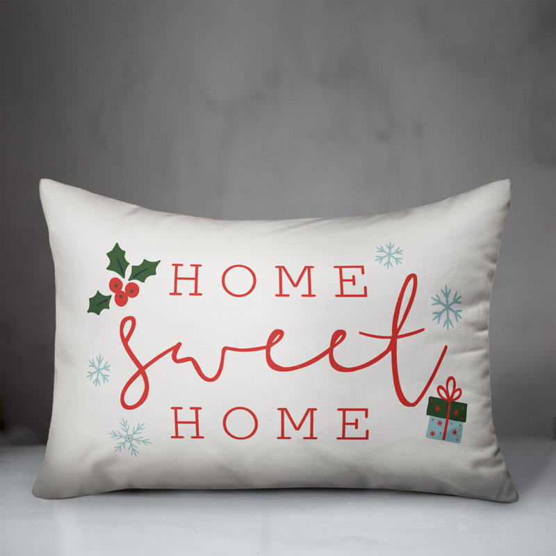  Coussin lombaire rectangulaire Home Sweet Home, Blanc