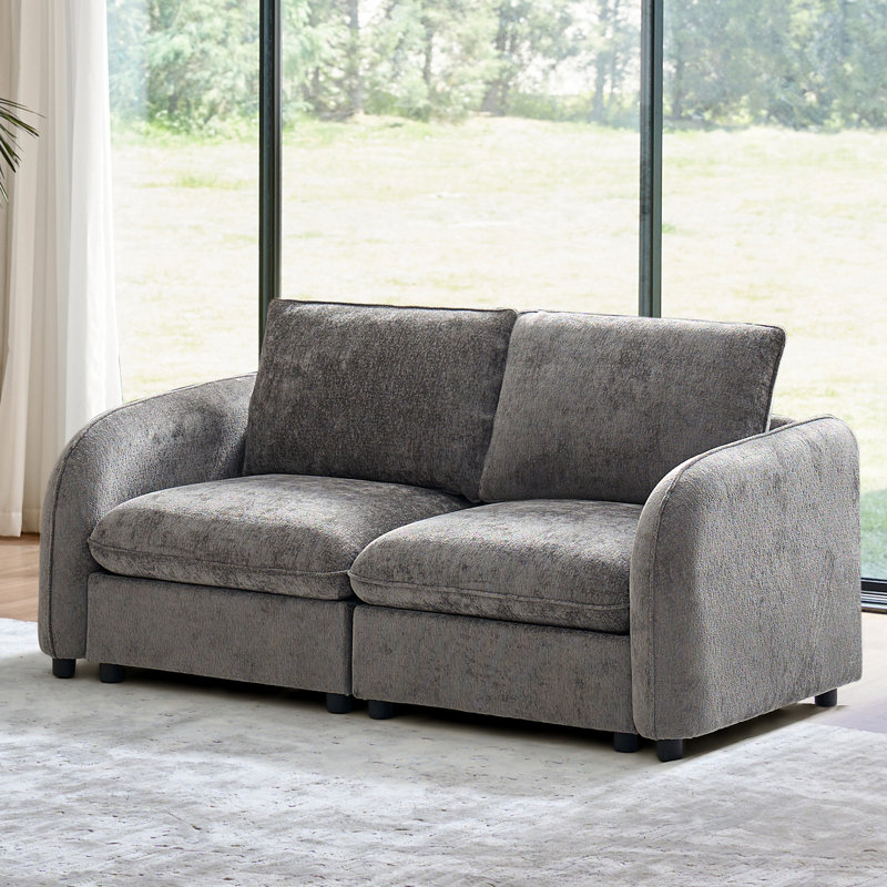 Canapé modulaire moderne avec rangement Terencio, Gris, H 34,5 po x l 75 po x P 35,75 po