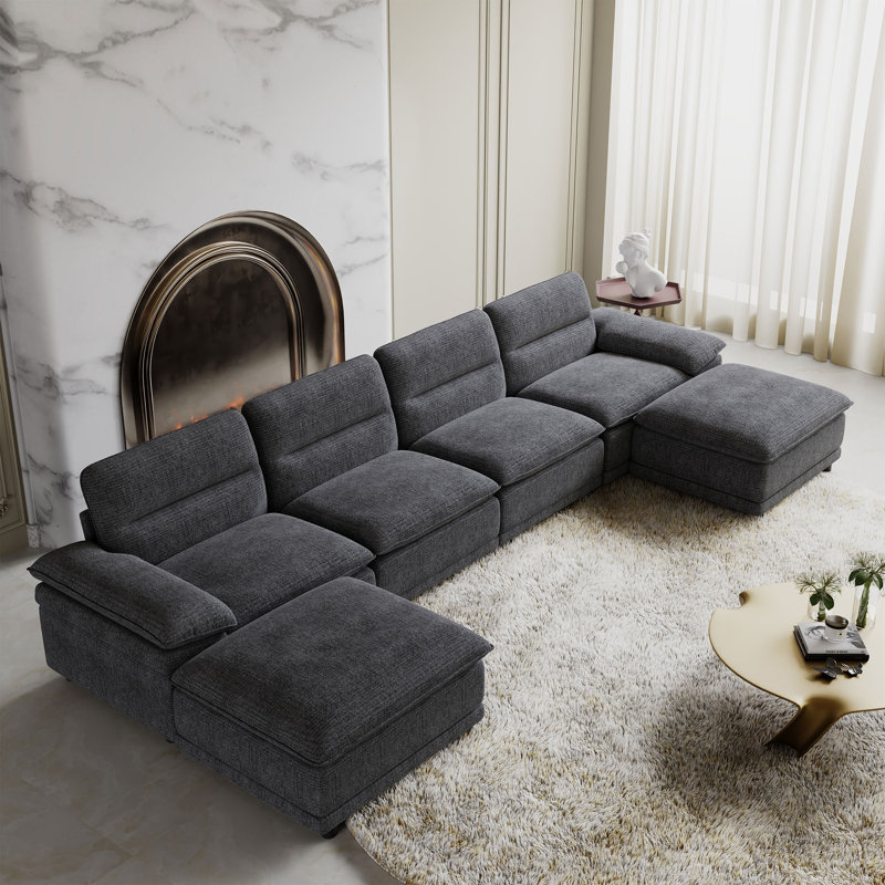 6-Piece 141'' Upholstered U-Shape Sectional