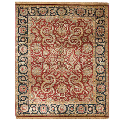 High-Quality Hand-Knotted Red And Blue Area Rug