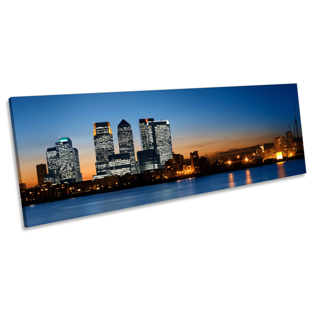 Skyline London City Canary Wharf - Wrapped Canvas Panoramic Print