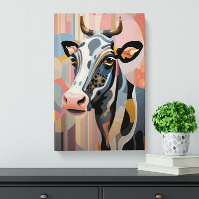 Cow Deco - Wrapped Canvas