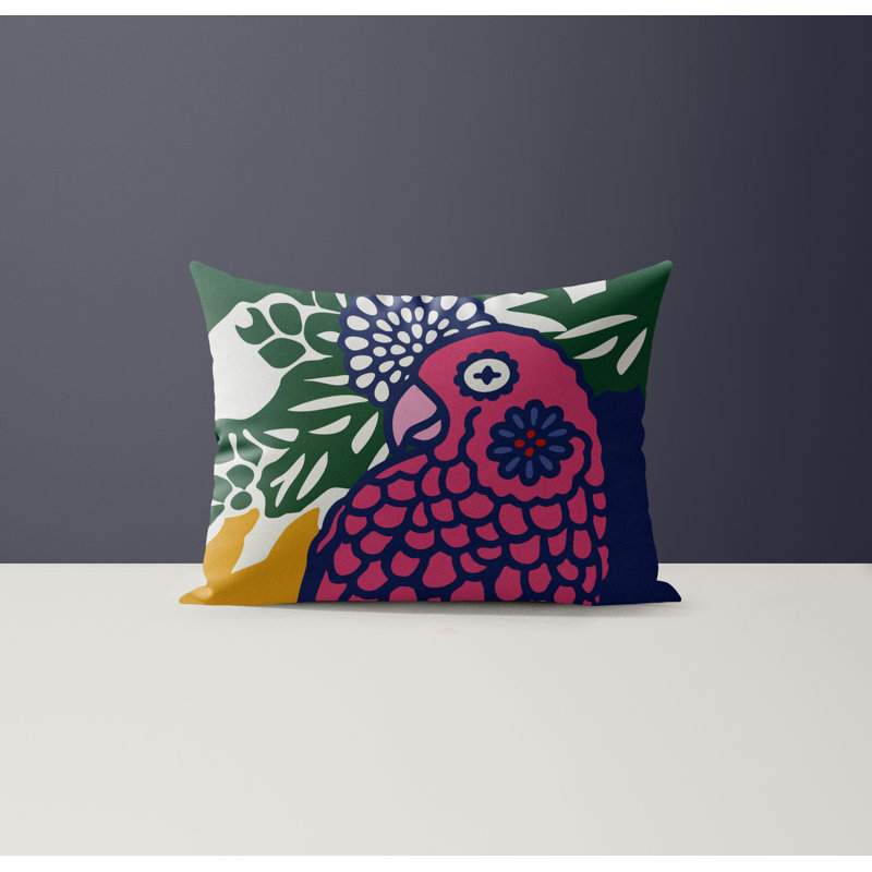 Sibia Microsuede Lumbar Throw Pillow, Navy Blue/Pink/Green/Yellow