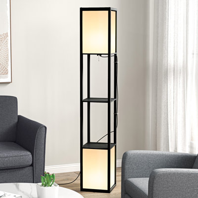 Niks 3-Tier Floor Lamp with Shelves and Storage Dual Light
