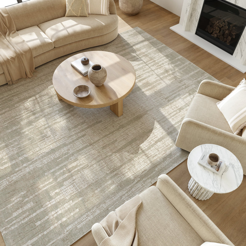 Tariebi 6' x 9' Sage Modern Indoor Rug, Sage, Rectangle 6' x 9'