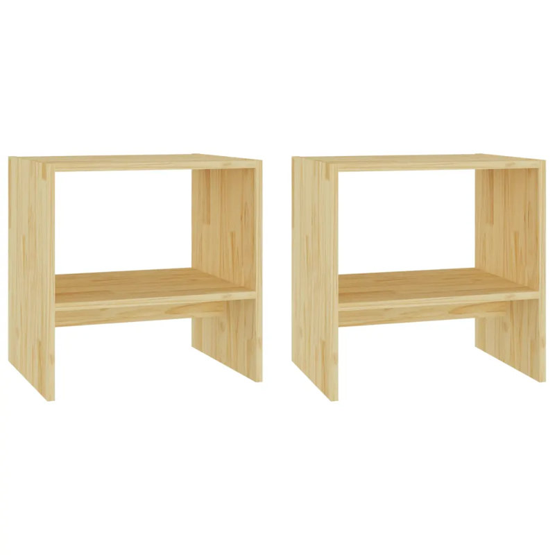 Calbe 40cm W Bedside Table, Light Brown, Set of 2