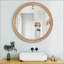 Miroir mural rond rond avec cadre en bois vieilli, parfait pour la salle de bain, la chambre à coucher et le salon