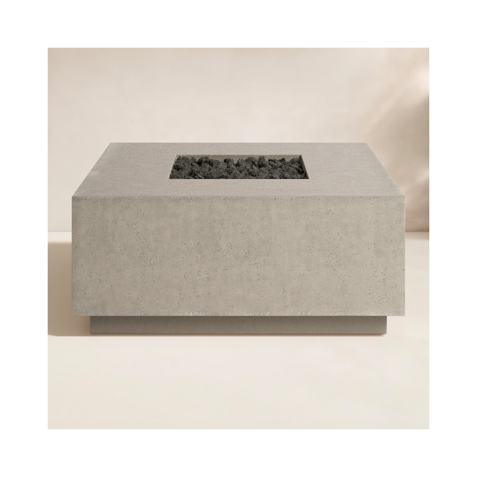 Ella Square Fire Pit Table, Natural Concrete