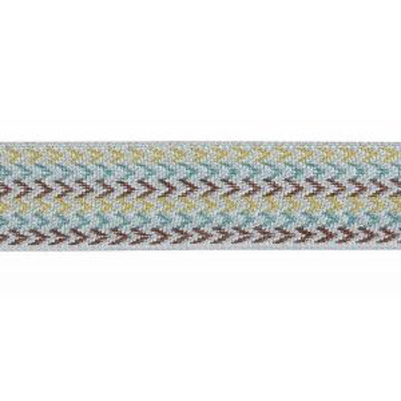 Tissu Jacquard Tapes, Bleu / Jaune / brun