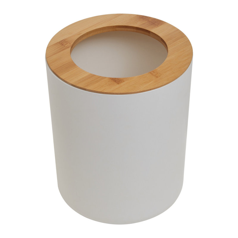 Bamboo Open Waste Bin, White