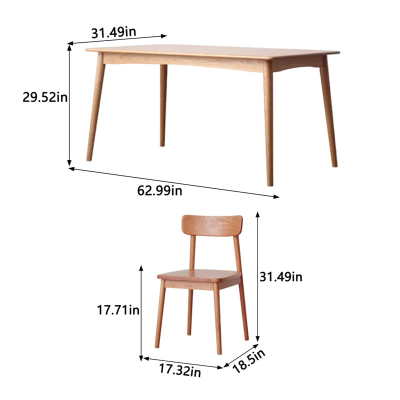 Table rectangulaire en bois massif domestique simple, 5