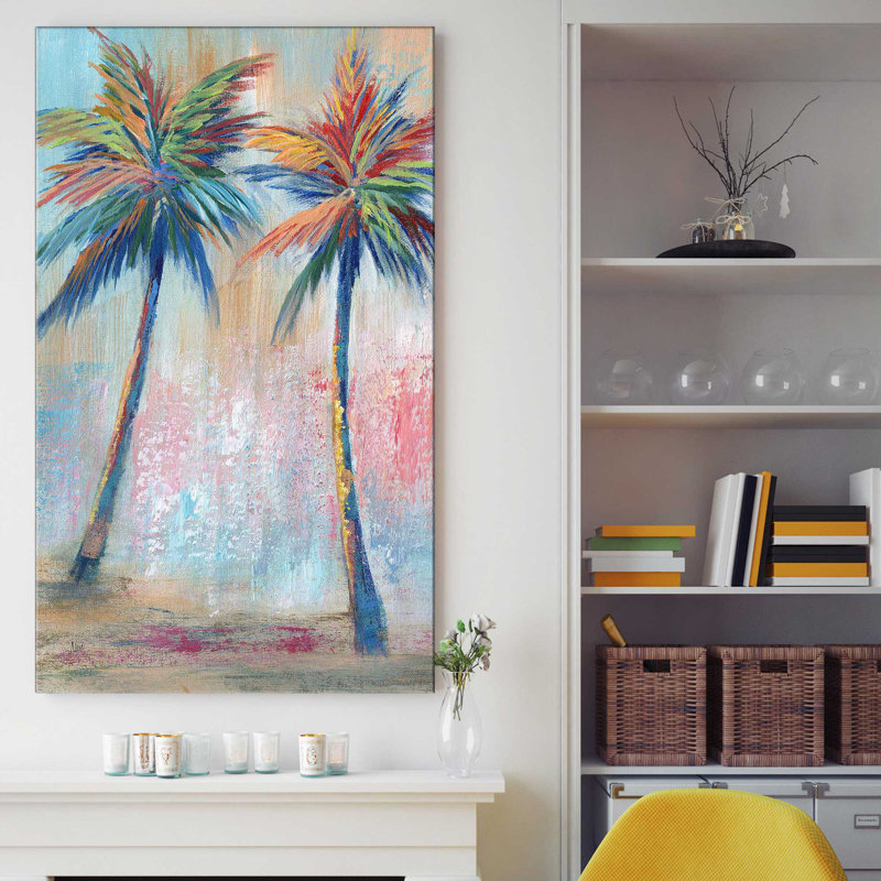 Color Pop Palms I par - Peinture, Toile tendue, H 60 po x l 36 po x P 1,5 po