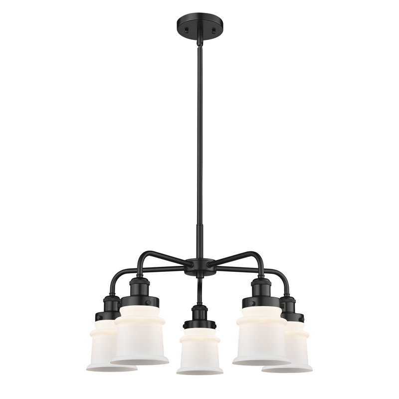 Lustre en forme de cloche à 5 lumières Alvi, Blanc mat, Noir mat