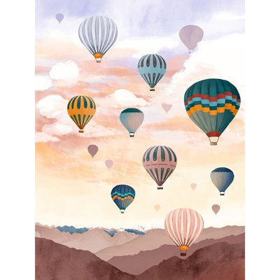 ArtDirect Blauw, Goed Gallery Wrapped Canvas Art Titled: Airballoon Sky