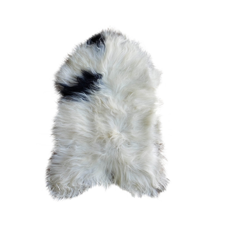 Tapis blanc / noir en cuir de vache fait à la main